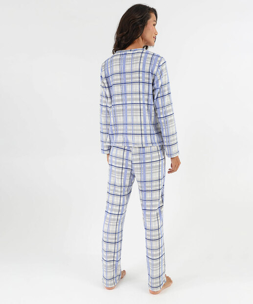 Pijama Feminino Estampa Xadrez Marisa Off White