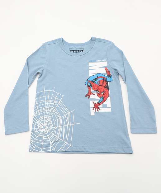 Camiseta Infantil Homem Aranha Marvel Tam 4 a 10 Azul