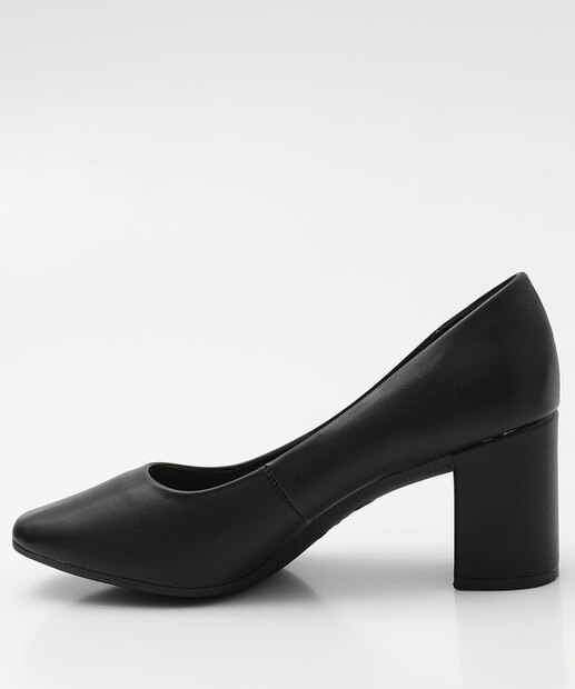 Scarpin Feminino Salto Grosso Via Uno Preto