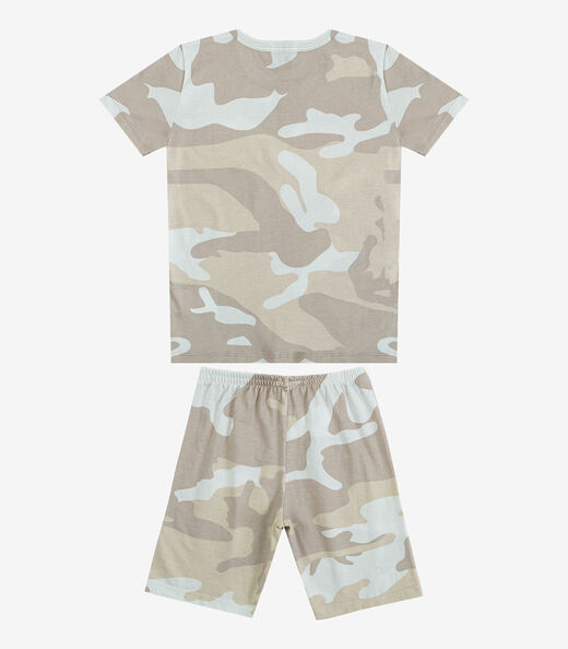 Pijama Infantil Camiseta e Bermuda Select Bege