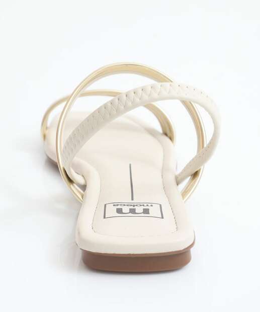 Sandália Feminina Rasteira Metalizada Moleca Dourado