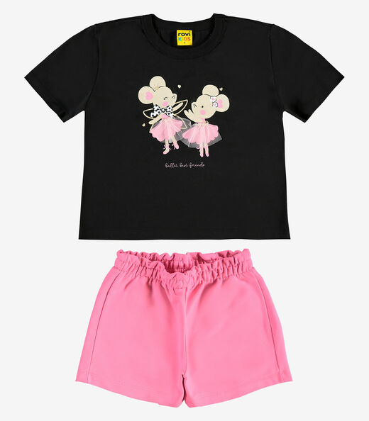 Conjunto Infantil Blusa com Shorts Rovi Kids Preto