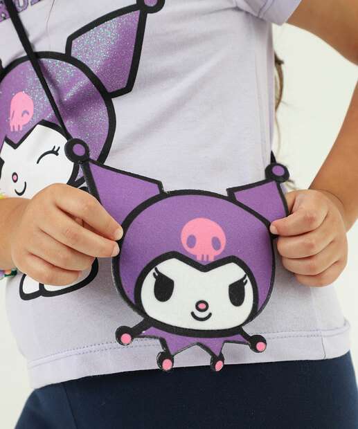 Blusa Infantil Kuromi Bolsinha Tam 4 a 10 Lilás