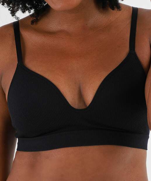 Sutiã Top Sem Costura Alongado Marisa Preto
