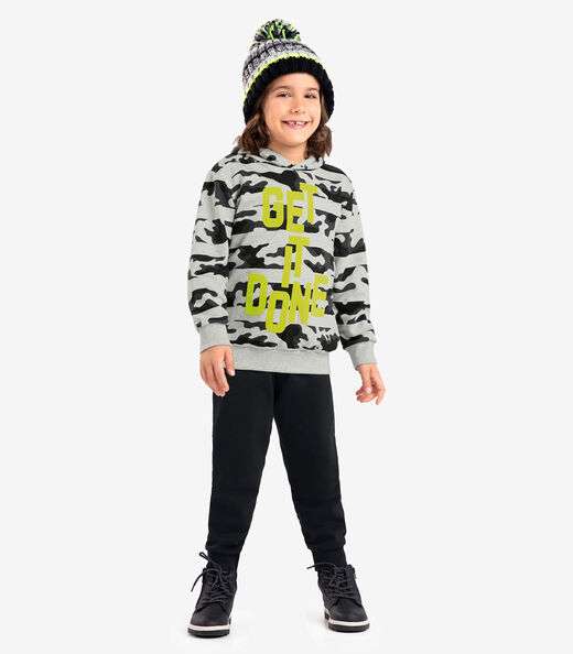 Blusão Infantil Masculino Com Capuz Rovi Kids Cinza