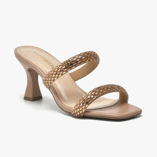 Tamanco Via Marte Salto Alto Strass