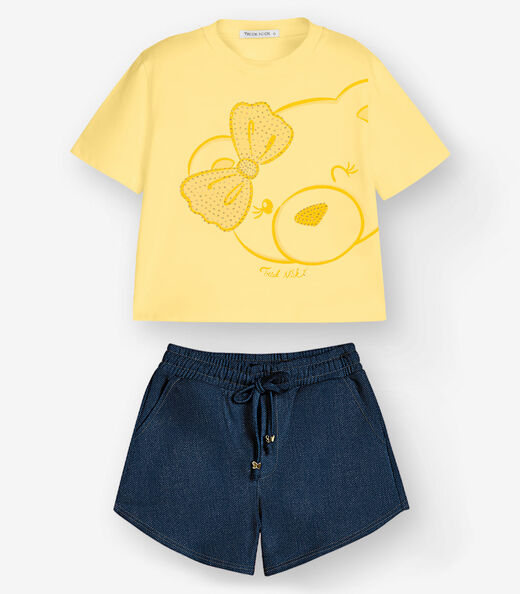 Image_Conjunto Camiseta com Shorts Menina Trick Nick Amarelo