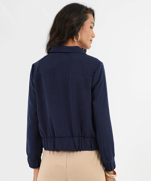 Jaqueta Feminina Bomber Bolsos Marisa Azul