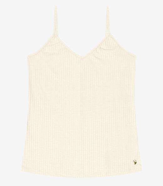 Blusa De Alça Feminina Ribana Canelada Rovitex Bege