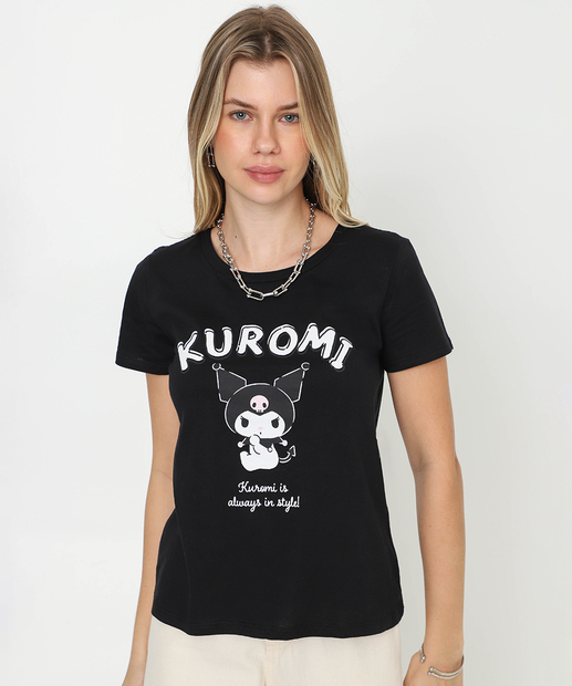 Image_Blusa Feminina Estampa Frontal Kuromi Sanrio Preto