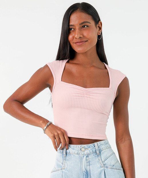 Image_Blusa Cropped Feminina Canelada Marisa Rosa