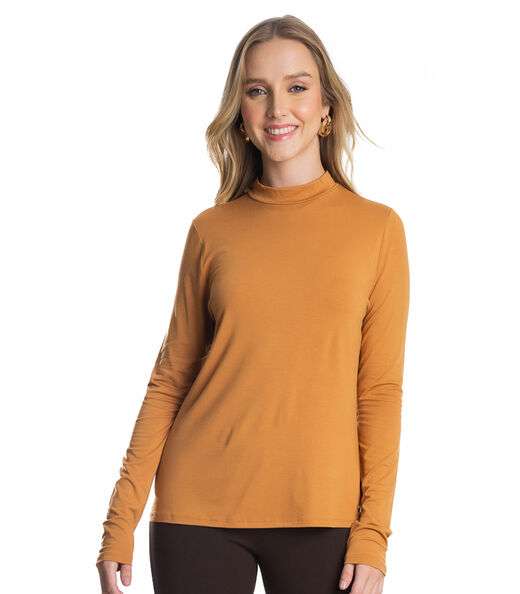 Image_Blusa Feminina Manga Longa Gola Alta Rovitex Marrom