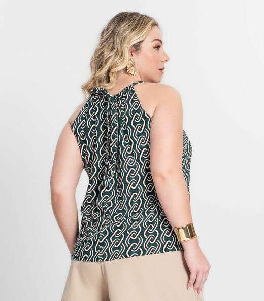 Blusa de Alça Plus Size Infinita Cor Verde