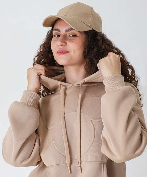 Blusão Feminino Moletom Flanelado Mickey Bege