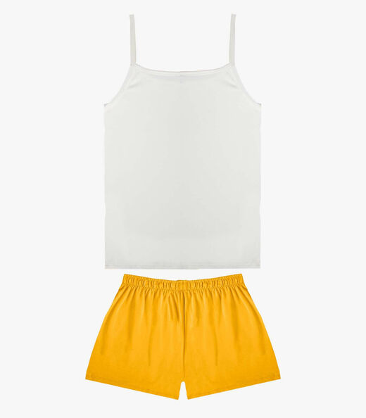 Pijama Feminino Blusa De Alça E Short Infinita Cor Amarelo