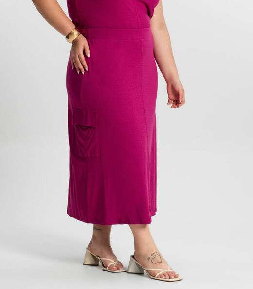 Conjunto Plus Size Regata Com Saia Secret Glam Roxo