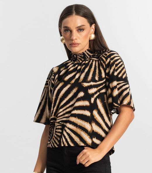 Blusa Manga Flutuante de Viscose Endless Preto