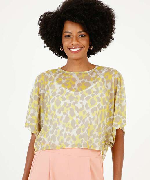 Blusa Feminina Estampa Animal Print Manga Curta Marisa