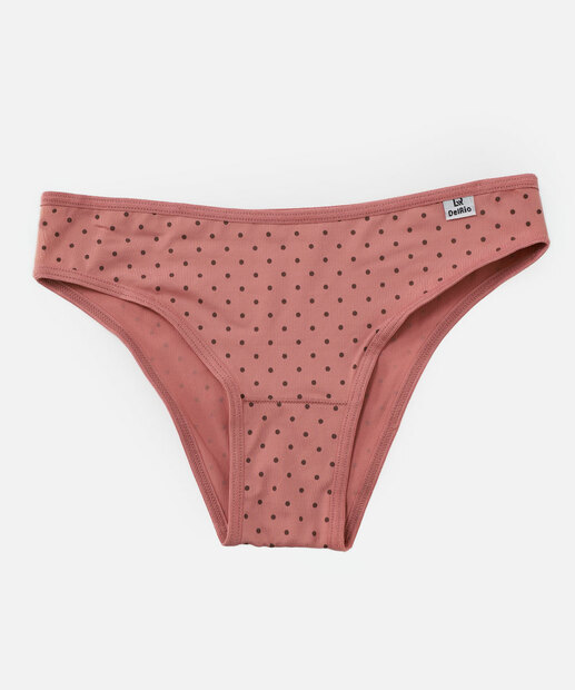 Kit 3 Calcinhas Tanga Estampa Poá DelRio Bege