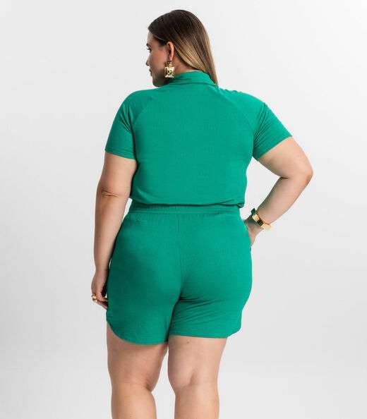 Conjunto Plus Size Camisa Com Bermuda Secret Glam Verde