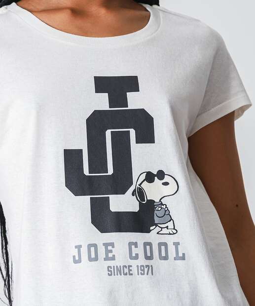 Camiseta Feminina Snoopy Off White