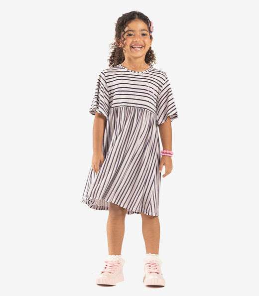 Vestido Infantil Visco Maquinetada Rovi Kids Azul