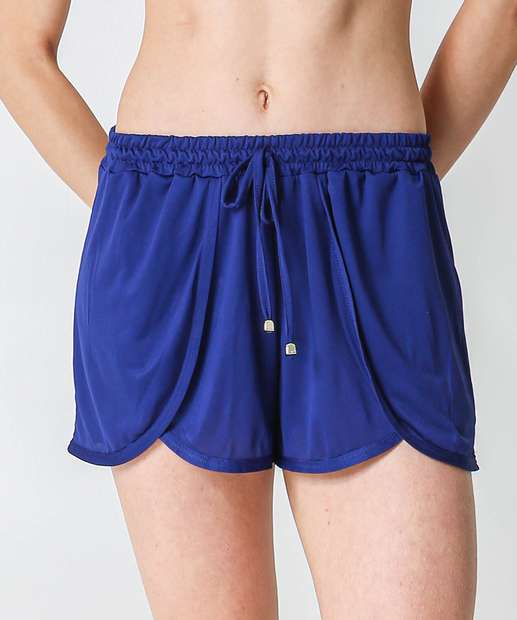 Short Saída De Praia Feminino Amarração Marisa Azul
