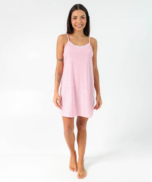 Camisola Estampa Poá Alças Finas Marisa Rosa