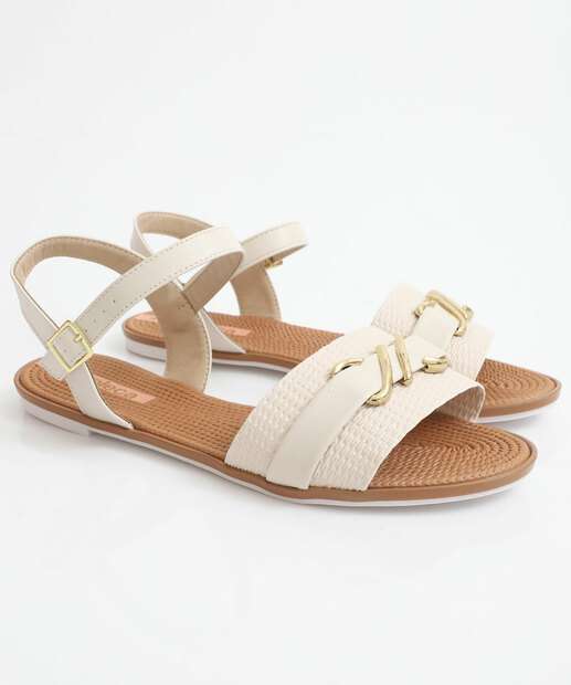 Sandália Feminina Rasteira Moleca Branco
