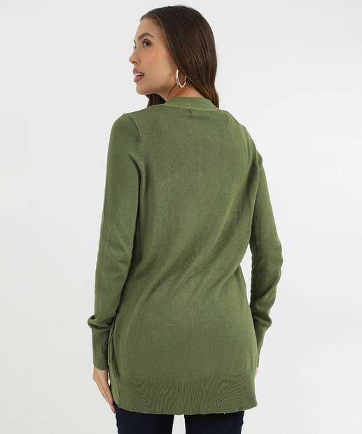 Cardigan Feminino Tricô Alongado Marisa Verde