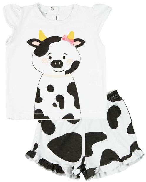 Image_Pijama Curto Menina Infantil 10 Meses a 4 Anos Cotton Fino Verão Manga Curta Bic