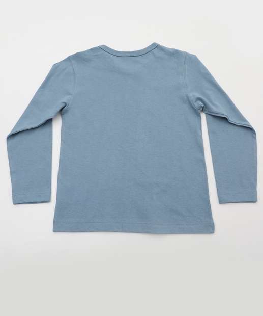 Camiseta Infantil Manga Longa Capivara Marisa Tam 1 a 3 Azul