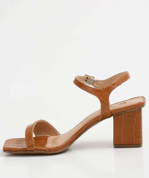 Sandália Salto Grosso Feminina Croco Marisa 