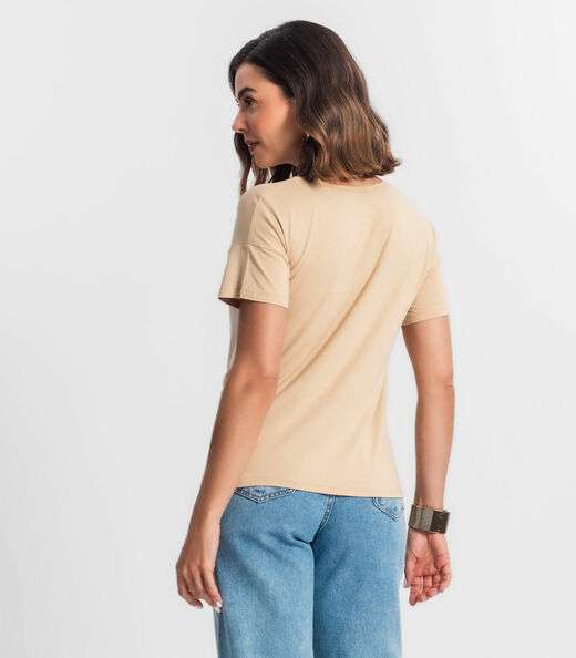 Blusa Feminina Manga Curta Select Marrom