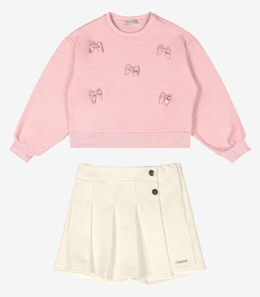 Conjunto Blusão Com Shorts Saia Trick Nick Rosa