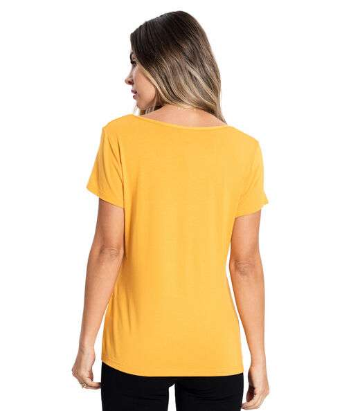 Blusa Feminina Viscotorcion Básica Rovitex Amarelo