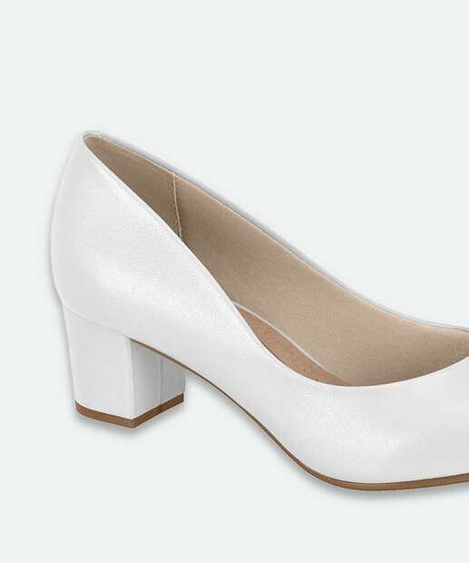 Scarpin Feminino Salto Quadrado Beira Rio Branco