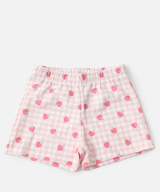 Conjunto Infantil Estampa Pessêgo Tam 1 a 3 Off White