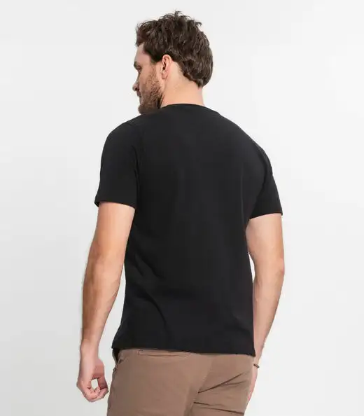 Camiseta Masculina Plus Size Meia Malha Diametro Preto