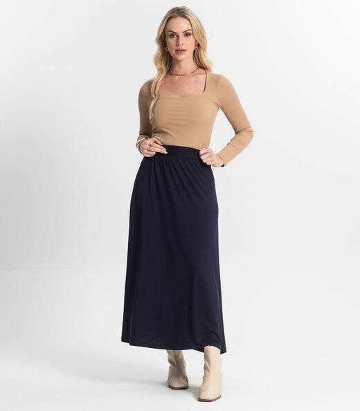 Saia Midi Feminina Select Azul