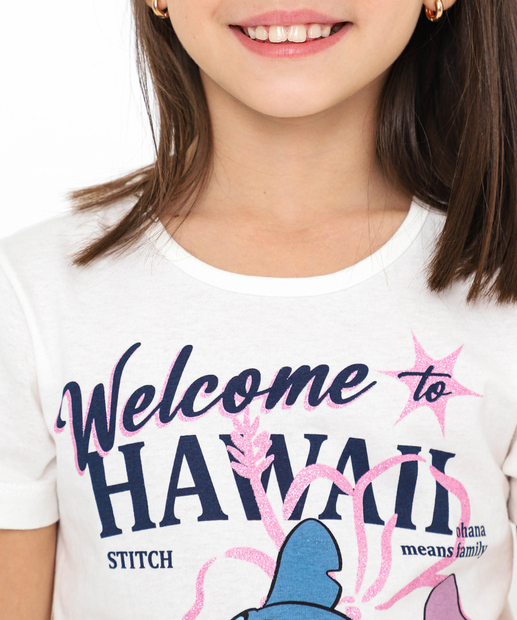 Blusa Infantil Stitch Disney Tam 4 a 10 Off White