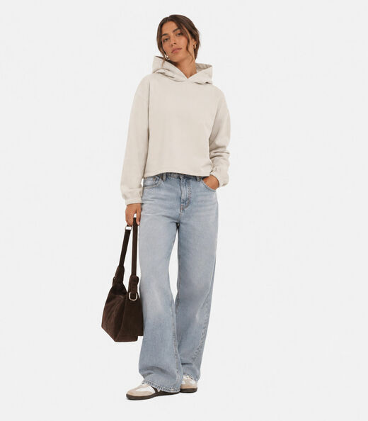 Blusão Com Capuz Feminino Em Moletom Infinita Cor Bege