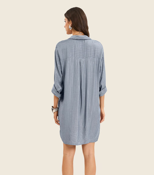 Vestido Chemise Feminino Com Botões Endless Azul