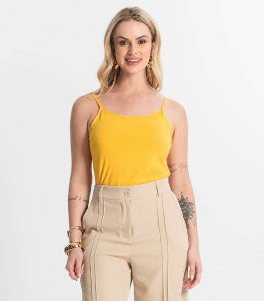 Image_Blusa Feminina de Alças Básica Rovitex Amarelo