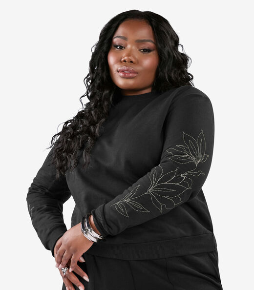 Blusão Moletom Feminino Plus Size Secret Glam Preto