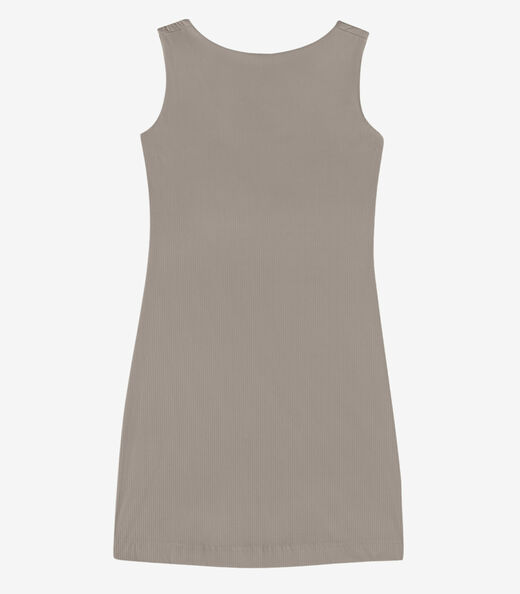 Vestido Feminino Curto Canelado de Poliamida Veev Bege