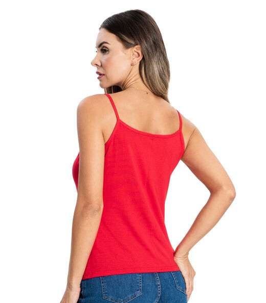 Blusa de Alça Feminina Viscotorcion Básica Rovitex Vermelho
