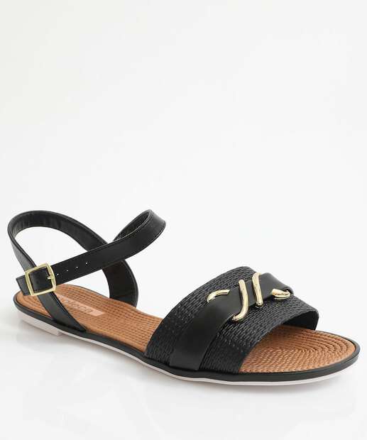 Image_Sandália Feminina Rasteira Moleca Preto