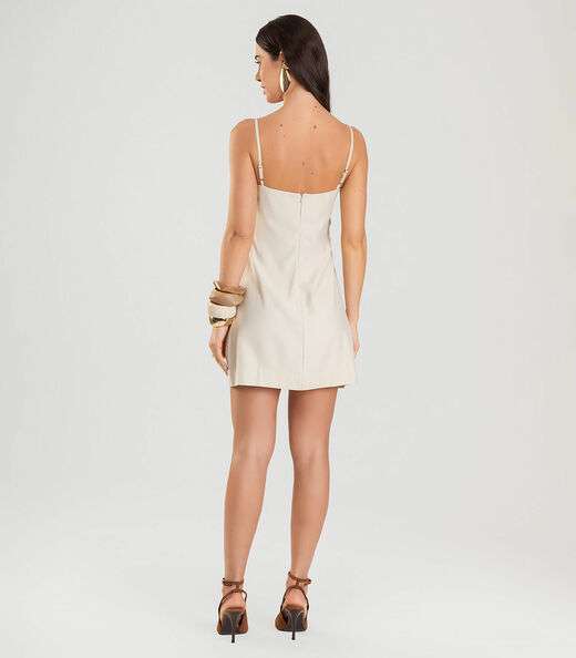Vestido Curto Feminino Com Babados Dianna Bege