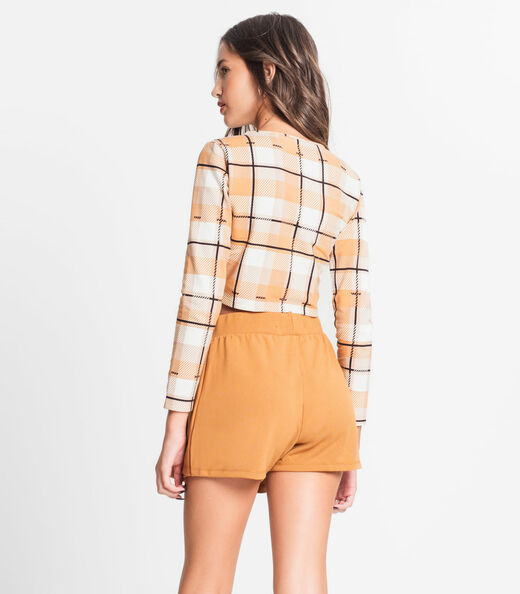 Shorts Saia Juvenil Em Ponto Roma Minty Marrom